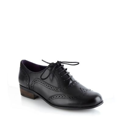 Hamble oak black leather low heel brogues